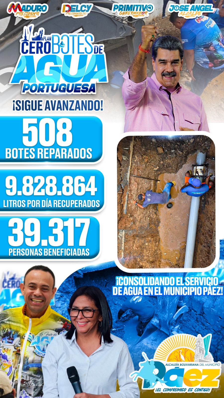 📍 ¡Consolidando el servicio de agua en el Municipio Páez!